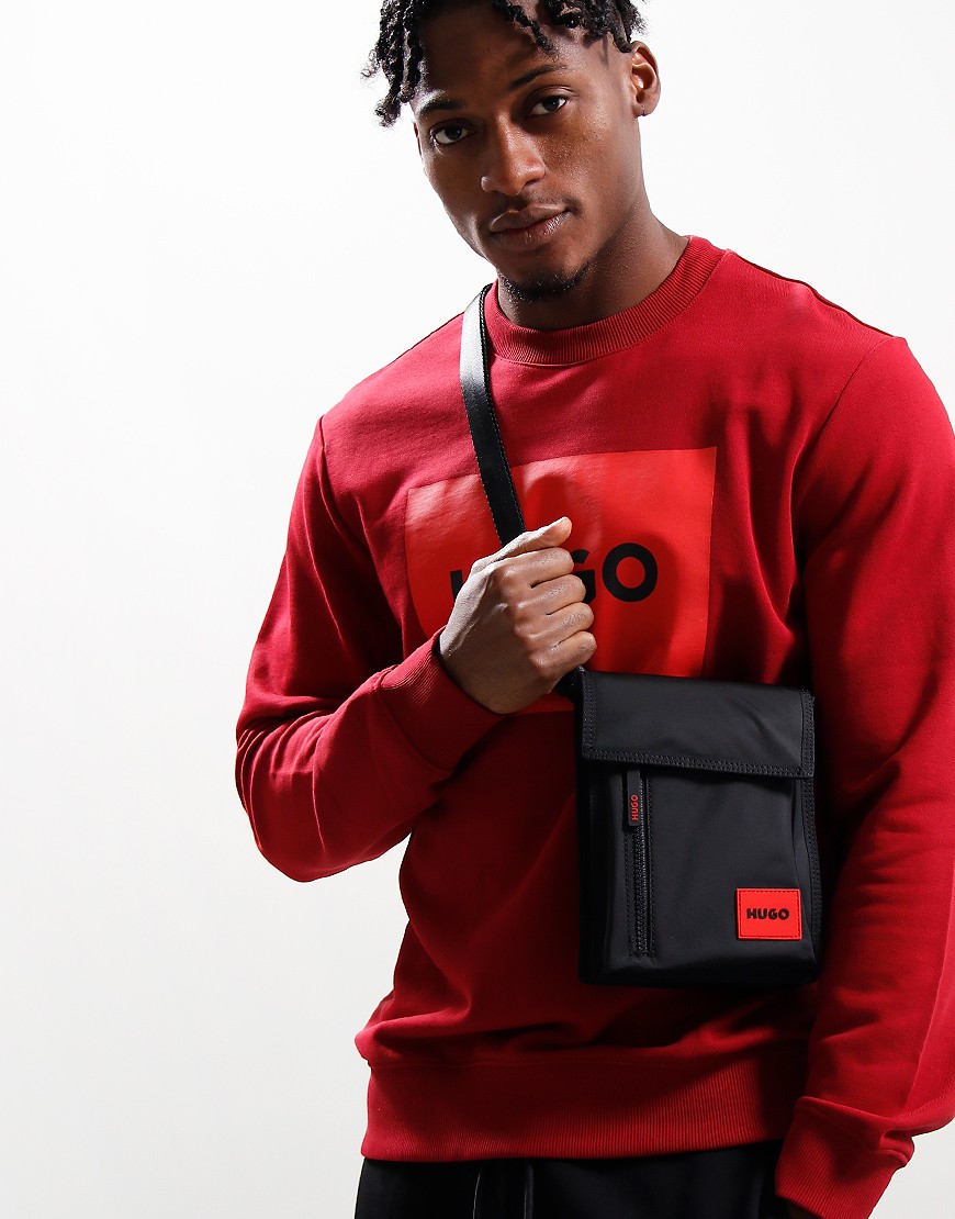 HUGO Ethon 2.0 Flap Side Bag Black - Terraces Menswear