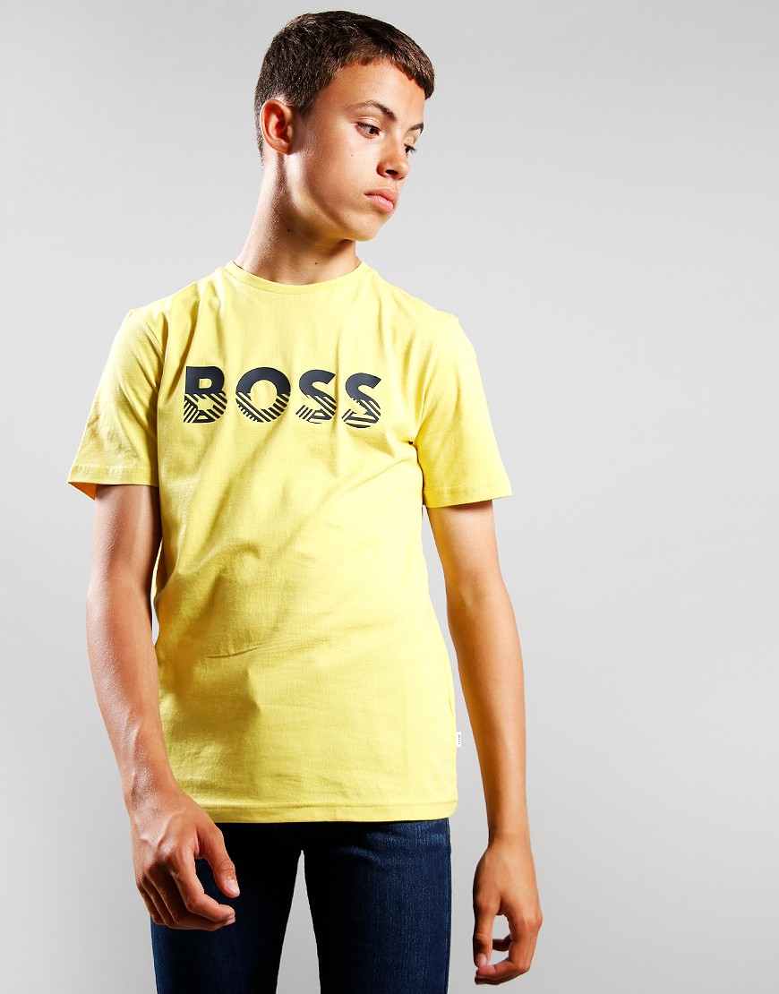 BOSS Kids Logo TShirt Lime Terraces Menswear
