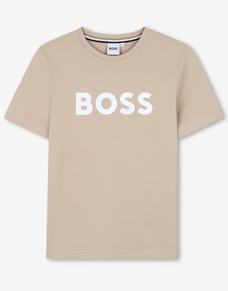 BOSS Kids Big Logo T-Shirt Stone - Terraces Menswear