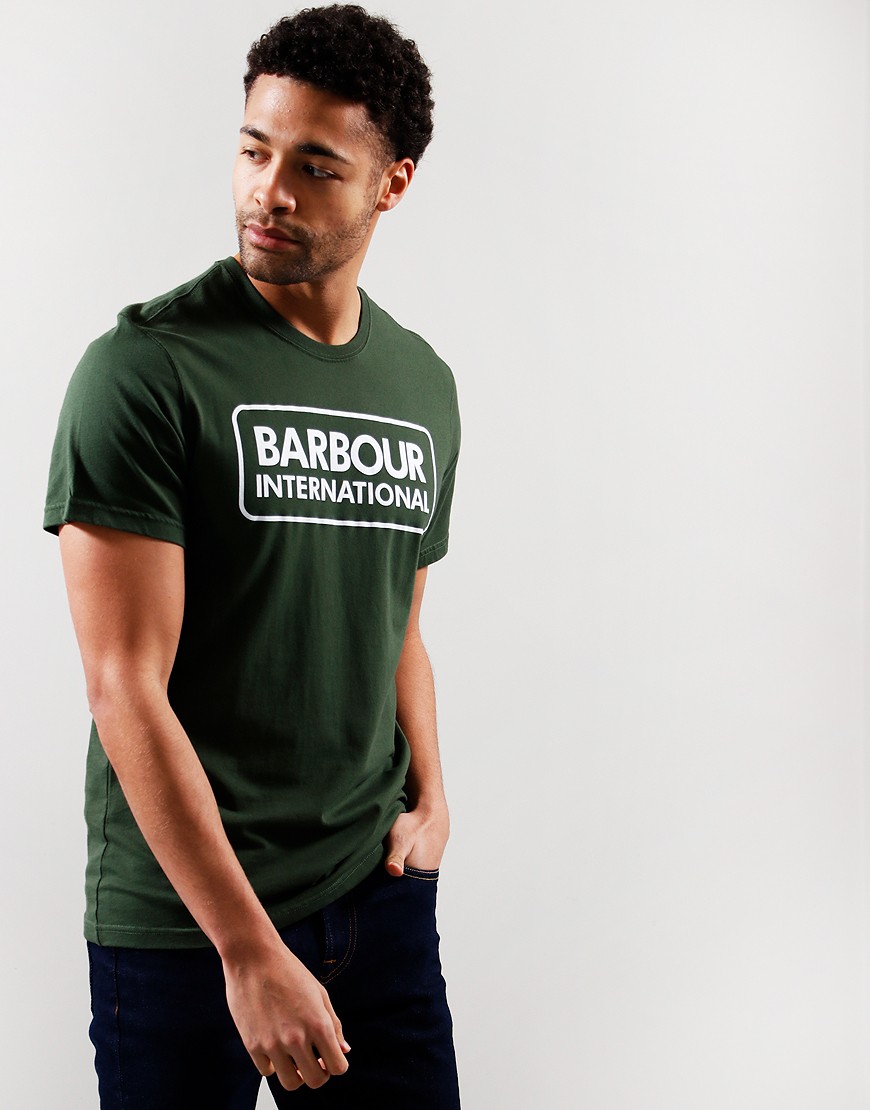 Barbour International Essential Large Logo T Shirt Kombu Green Terraces Menswear