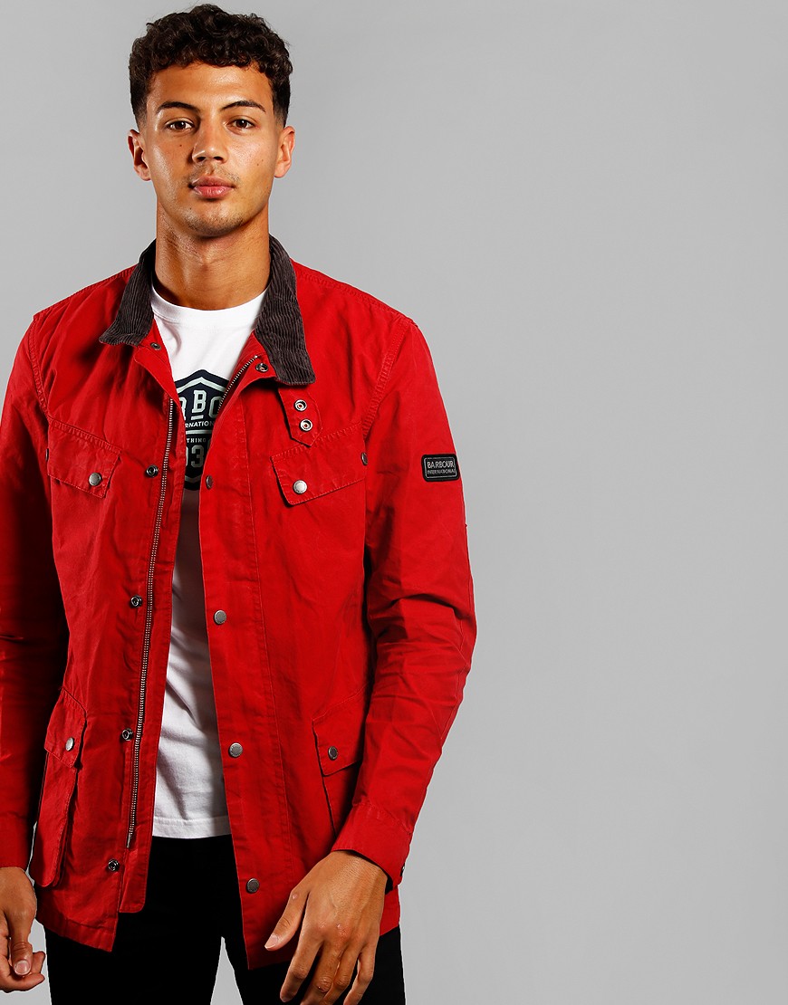 red barbour jacket