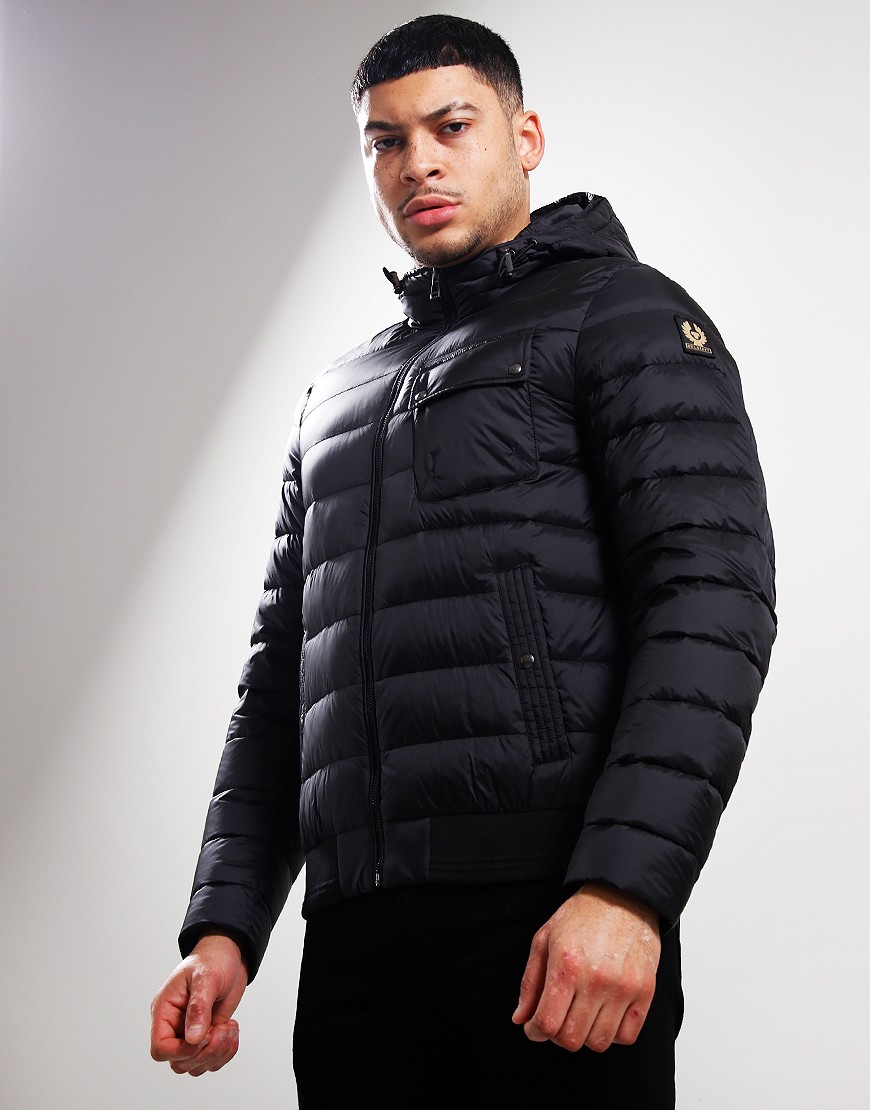Belstaff ダウンベスト 黒 キルティング44(S) Men's Coat Belstaff Down Filled Nylon Streamline Hooded