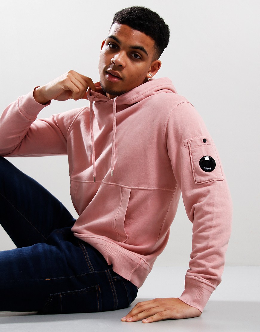 C.P. Company Fleece Logo Hoodie Pale Mauve Terraces Menswear