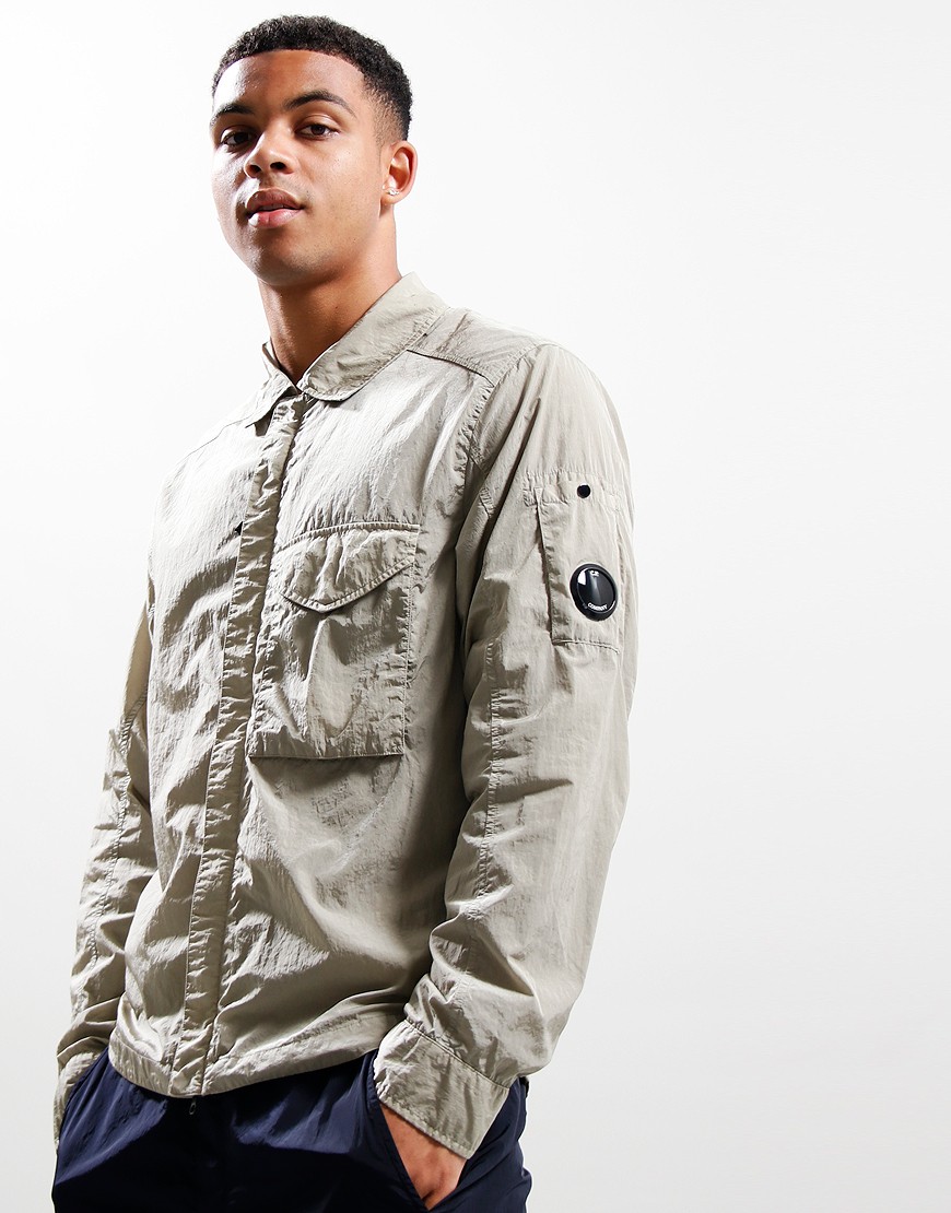 C.P. Company Chrome R Zip Overshirt Silver Sage Terraces Menswear