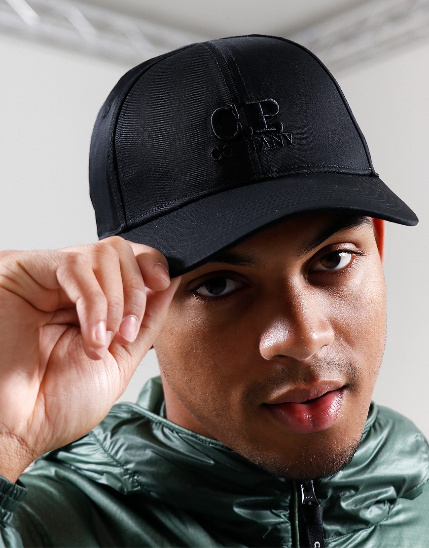 C.P. Company Gabardine Logo Cap Black - Terraces Menswear
