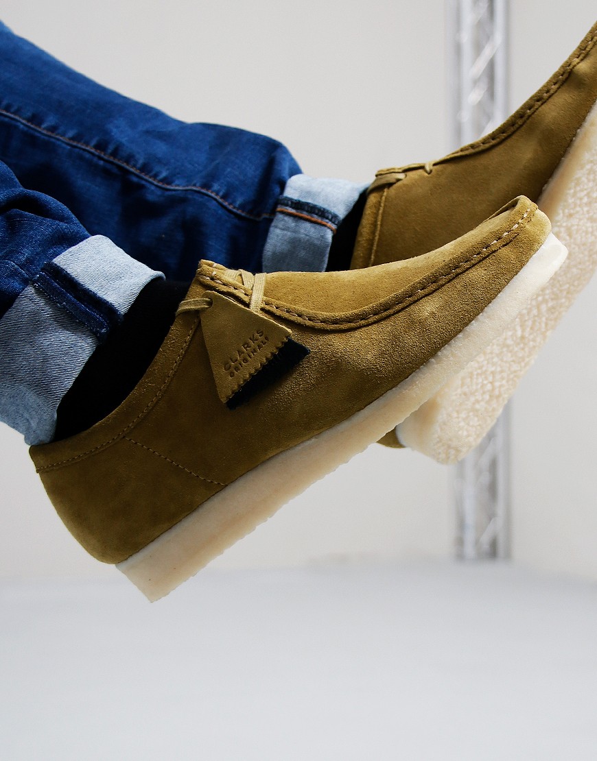Clarks Original Wallabee Shoe Mid Green Suede Terraces Menswear