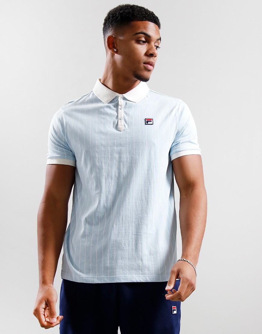 Fila Vintage BB1 Polo Shirt Clear Blue Marshmallow Terraces