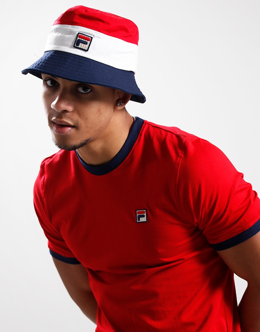 Fila Vintage Leader Bucket Hat Red Gardenia Navy