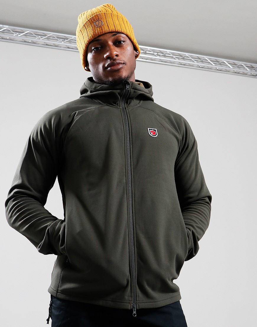 FJALLRAVEN Expedition Fleece Hoodie Deep Forest Terraces Menswear