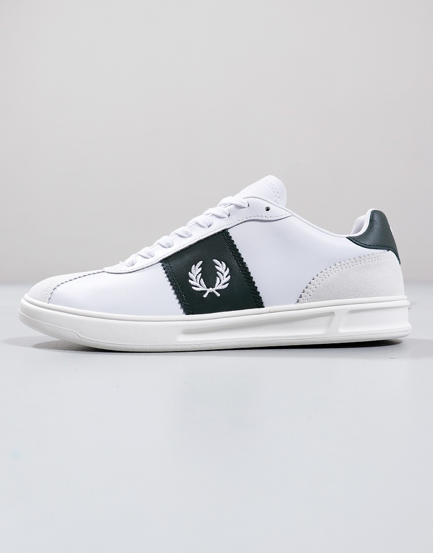 Fred Perry B4 Leather/Suede Trainers White - Terraces Menswear