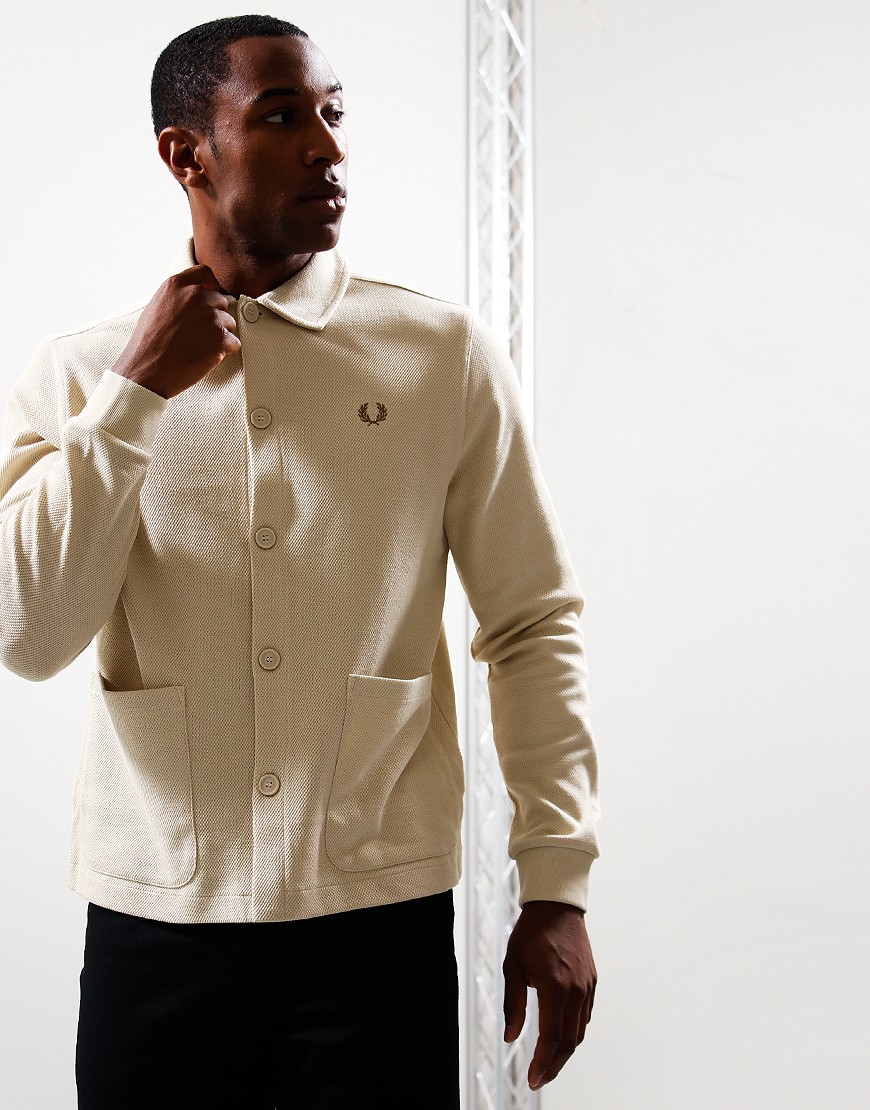 Button Through Knitted Shirt Porridge Marl | Fred Perry | EQVVS