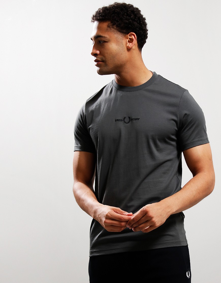 Fred Perry Embroidered T-Shirt Field Green - Terraces Menswear