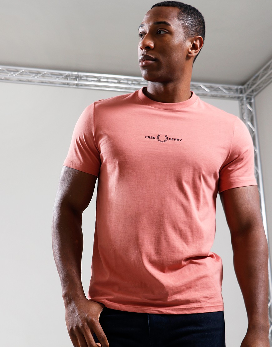 ★FRED PERRY★ Sport Embroidered T-shirt Putty Pink AFPM2514 Fred Perry Putty Pink Cropped Ringer T-Shirt – DeadRockers