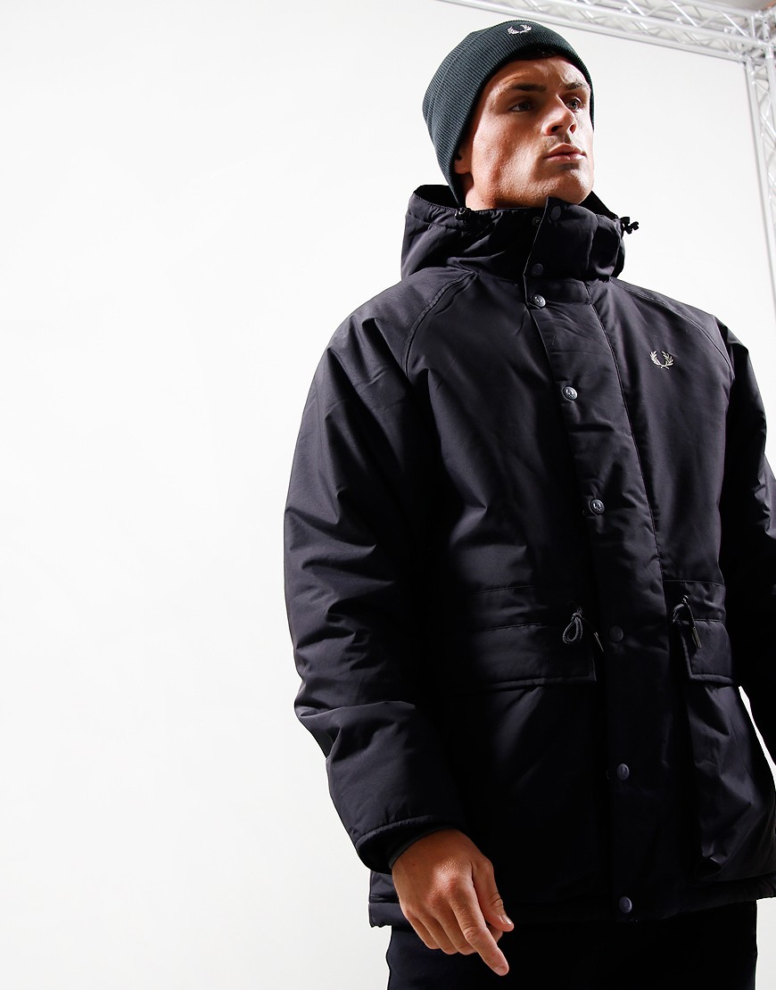 Fred Perry Padded Zip Through Jacket Black - Terraces Menswear Fred Perry Padded Zip Through Jacket Black - Terraces Menswear