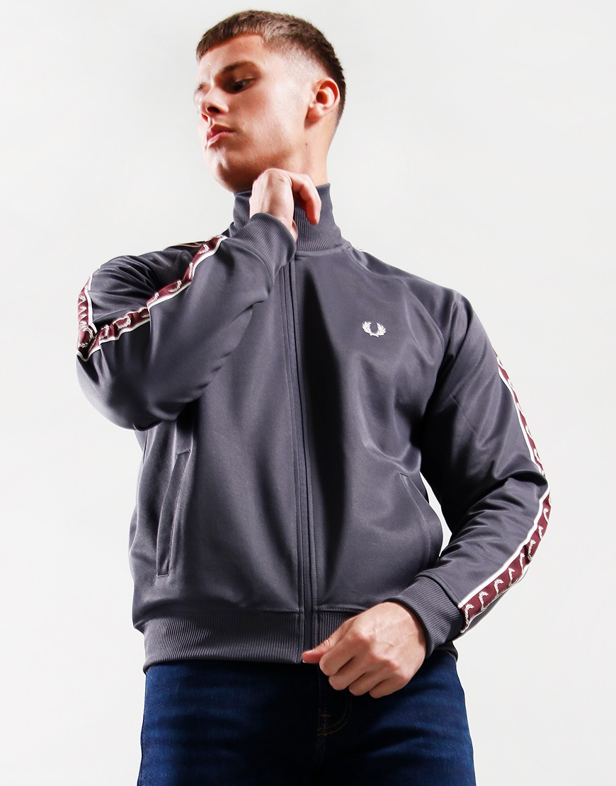 Fred Perry Seasonal Tape Track Top Gunmetal Gun/Oxblood