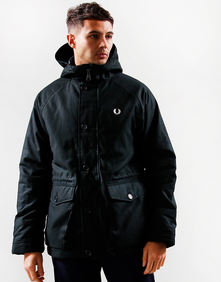 Fred Perry Short Cotton Twill Parka Night Green - Terraces Menswear