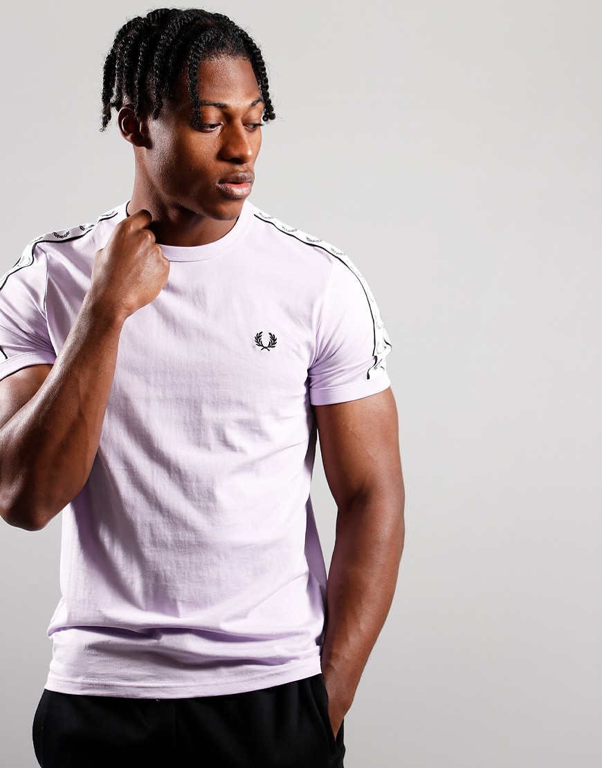 Fred Perry Men's Contrast Tape Ringer T-Shirt in Ecru/Whisky Brown Fred