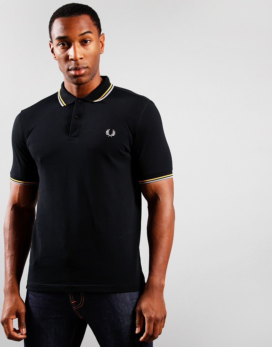 Fred Perry Twin Tipped Polo Shirt Black Gold CCRT Terraces Menswear