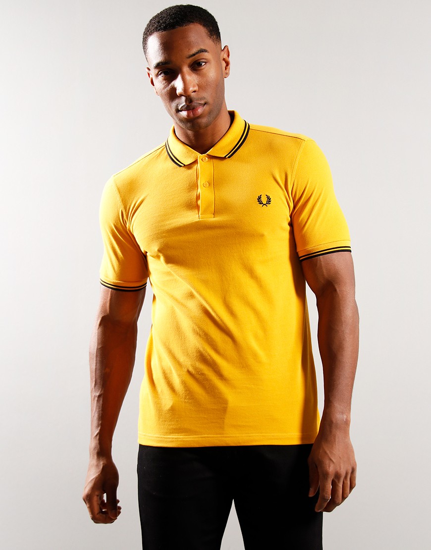 mustard fred perry polo shirt