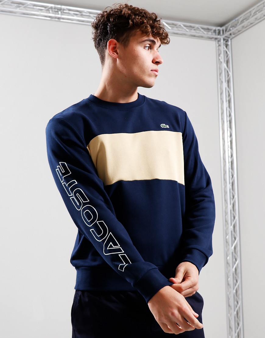 Lacoste colour block linear crew sweatshirt 2025