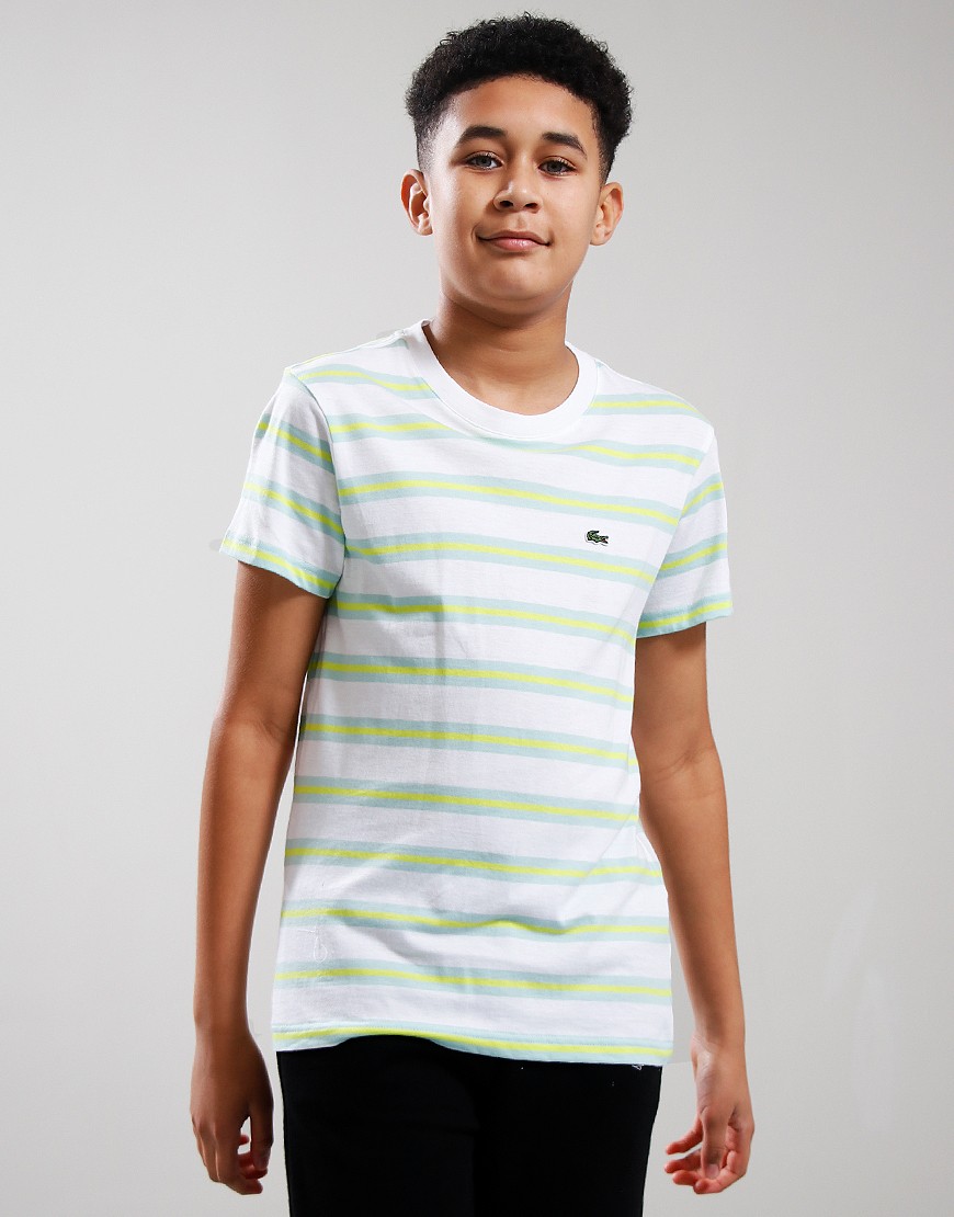 Lacoste Kids Stripe T Shirt White Multi