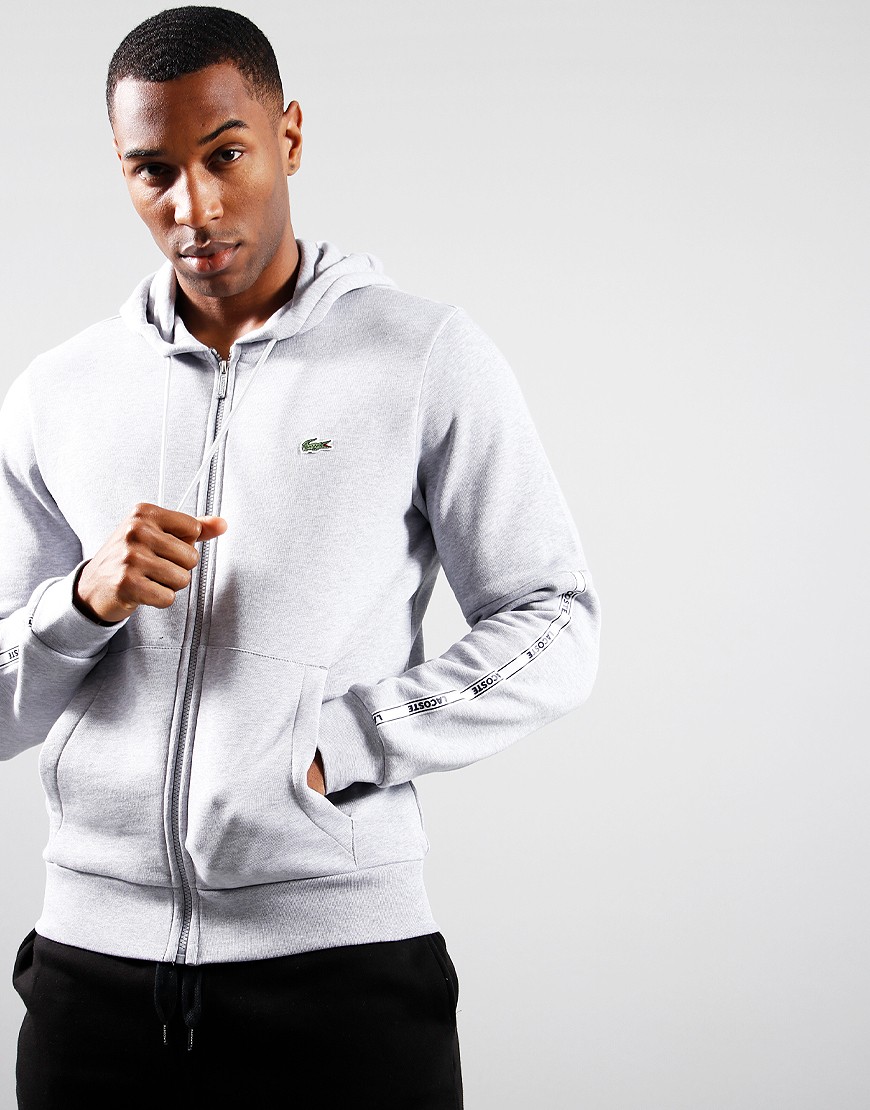 Lacoste Branded Bands Zip Sweat Silver Chine - Terraces Menswear