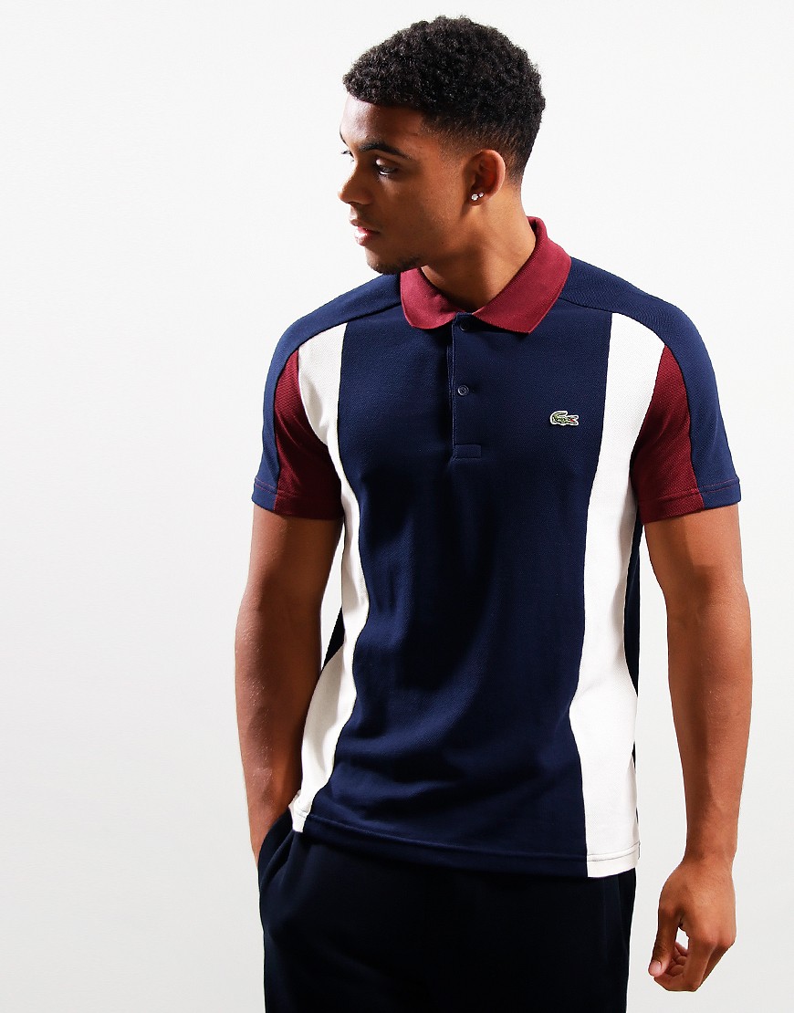 Lacoste Colour Block Pique Polo Shirt Navy Blue Zin Lapland