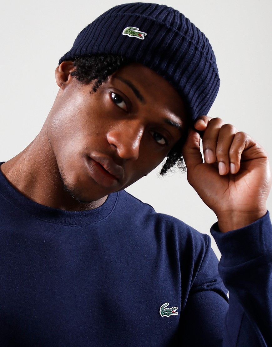 Lacoste Rib Beanie Navy - Terraces Menswear