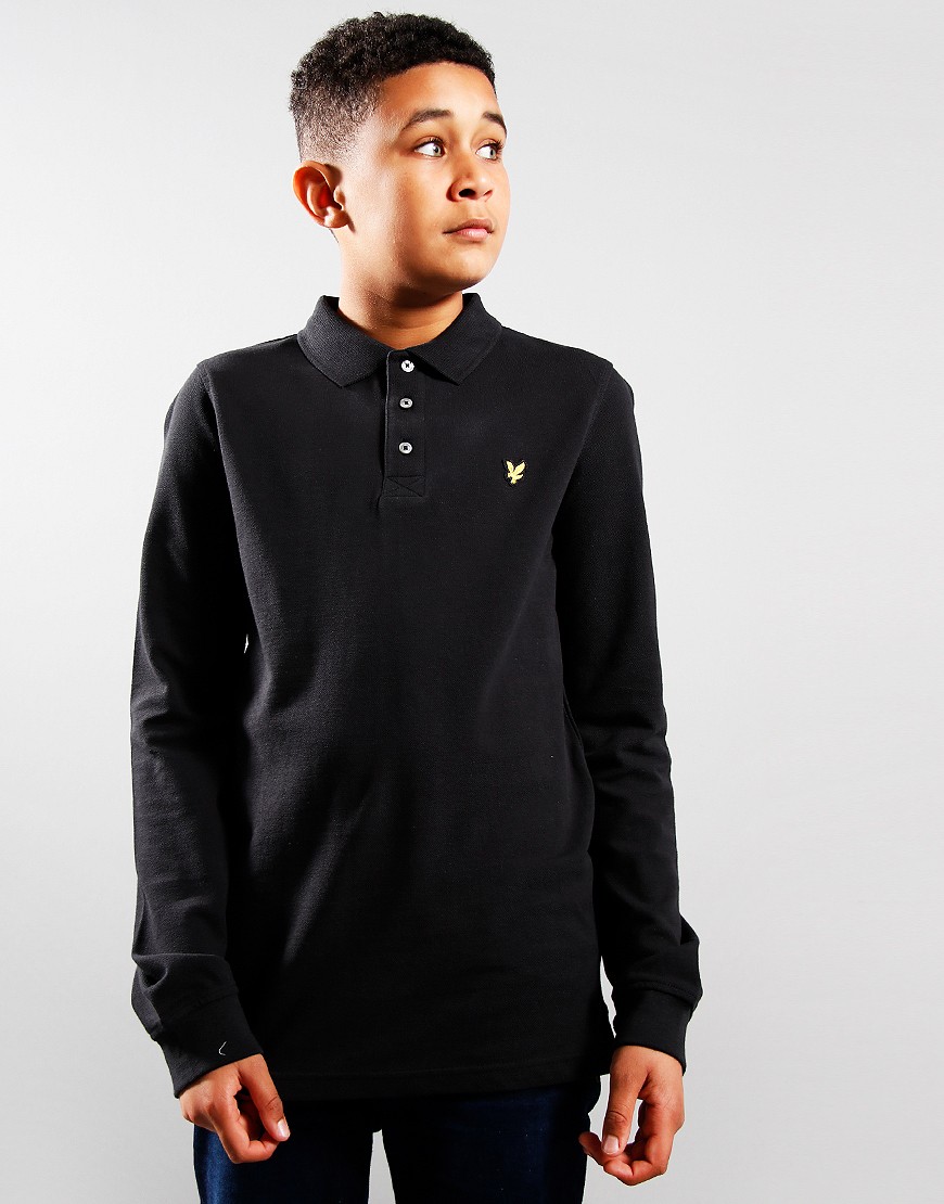 Lyle Scott Junior Heavy Weight Soft Long Sleeve Polo Shirt Black