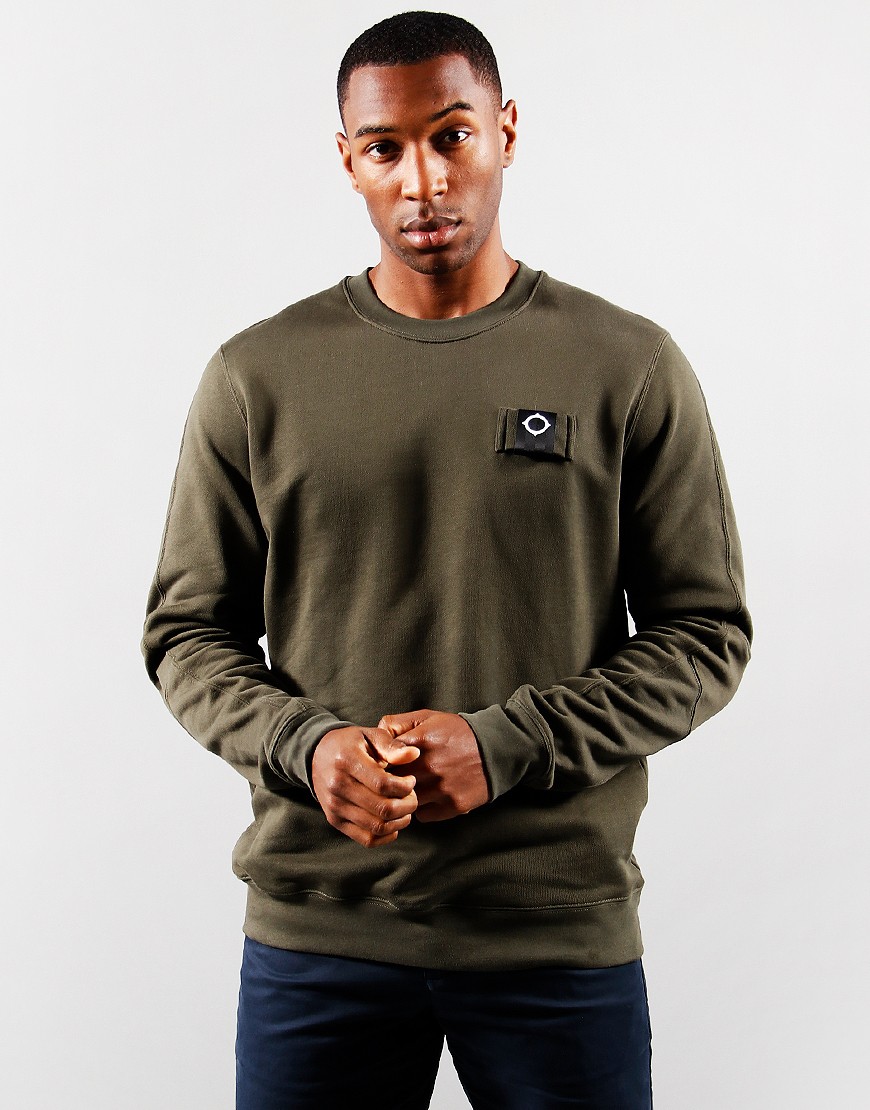 MA.Strum Training Crew Sweat Dark Khaki Green Terraces Menswear