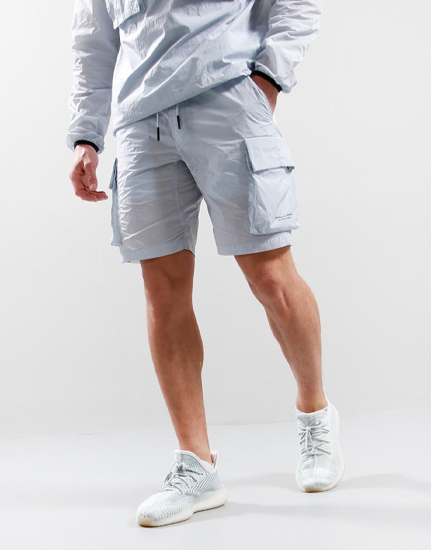 Marshall Artist Krinkle Nylon Cargo Short Dolphin Grey - Terraces Menswear