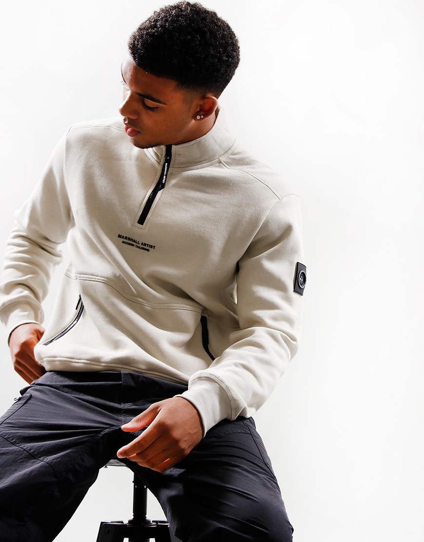 Marshall Artist Quarter Zip Sweat Stone Terraces Menswear