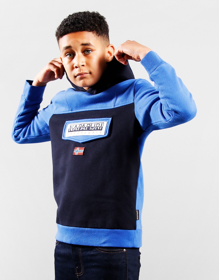 Napapijri Kids Colour Block Burgee 1 Hoodie Blue Terraces