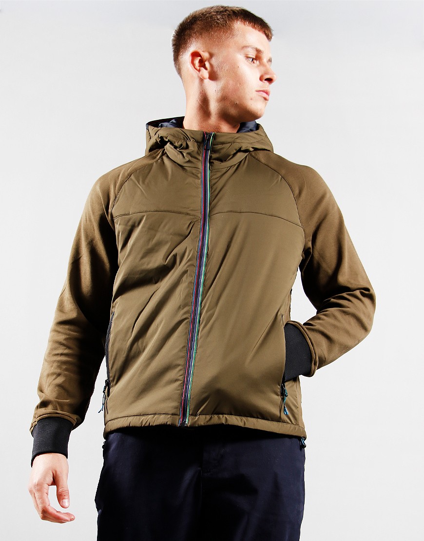 Paul Smith Mixed Media Hooded Jacket 36 Olive Green - Terraces Menswear