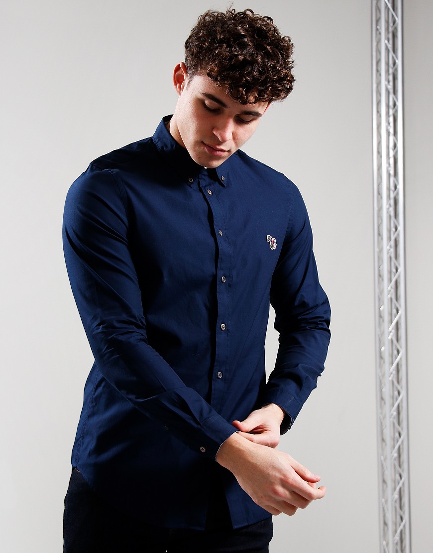 Paul Smith Tailored Fit Long Sleeve Shirt 48 Blue - Terraces Menswear