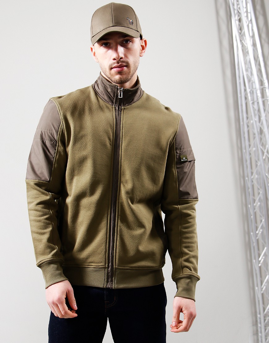 Paul Smith Hooded Mixed Media Jacket 35 Military Green - Terraces Menswear