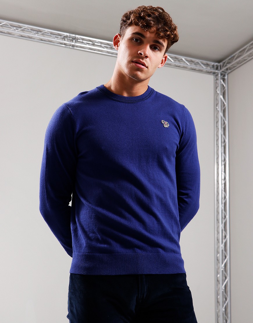 Paul Smith Zebra Badge Crew Neck Knit 46 Indigo - Terraces Menswear