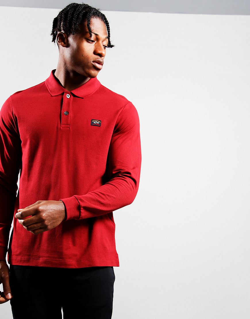 Paul Shark Long Sleeved Basic Polo Shirt Dark Wine Terraces