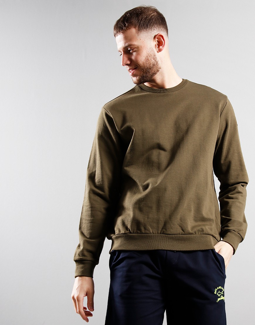Paul Shark Crew Neck Sweat Olive Green Terraces Menswear