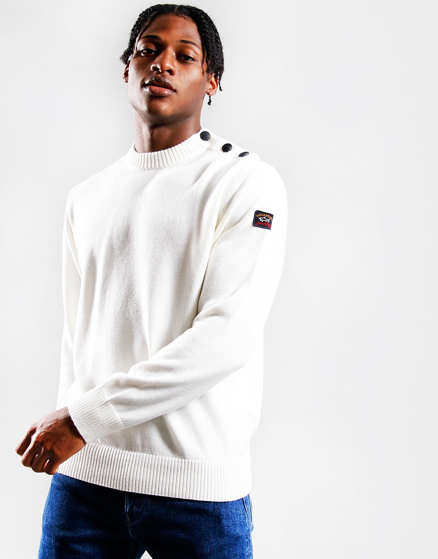 Paul Shark Shoulder Button Knit White Terraces Menswear