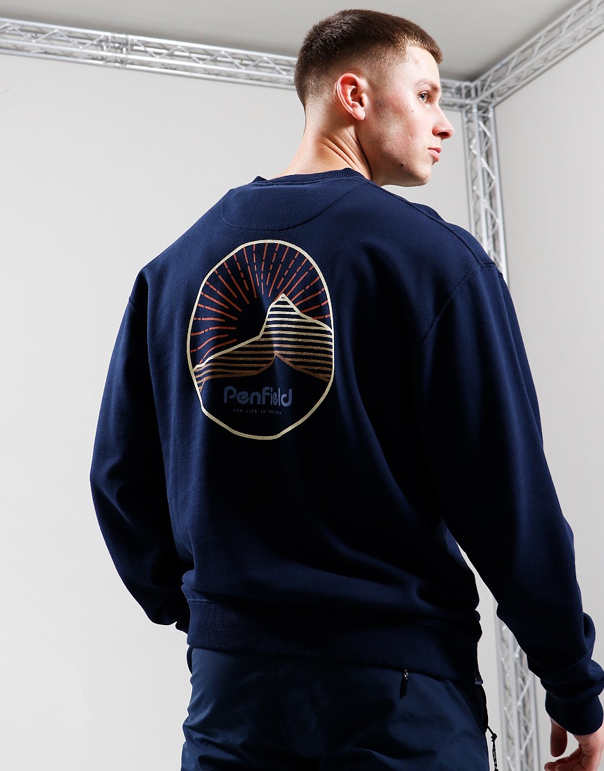 Penfield Circle Mountain Crew Sweat Navy Terraces Menswear
