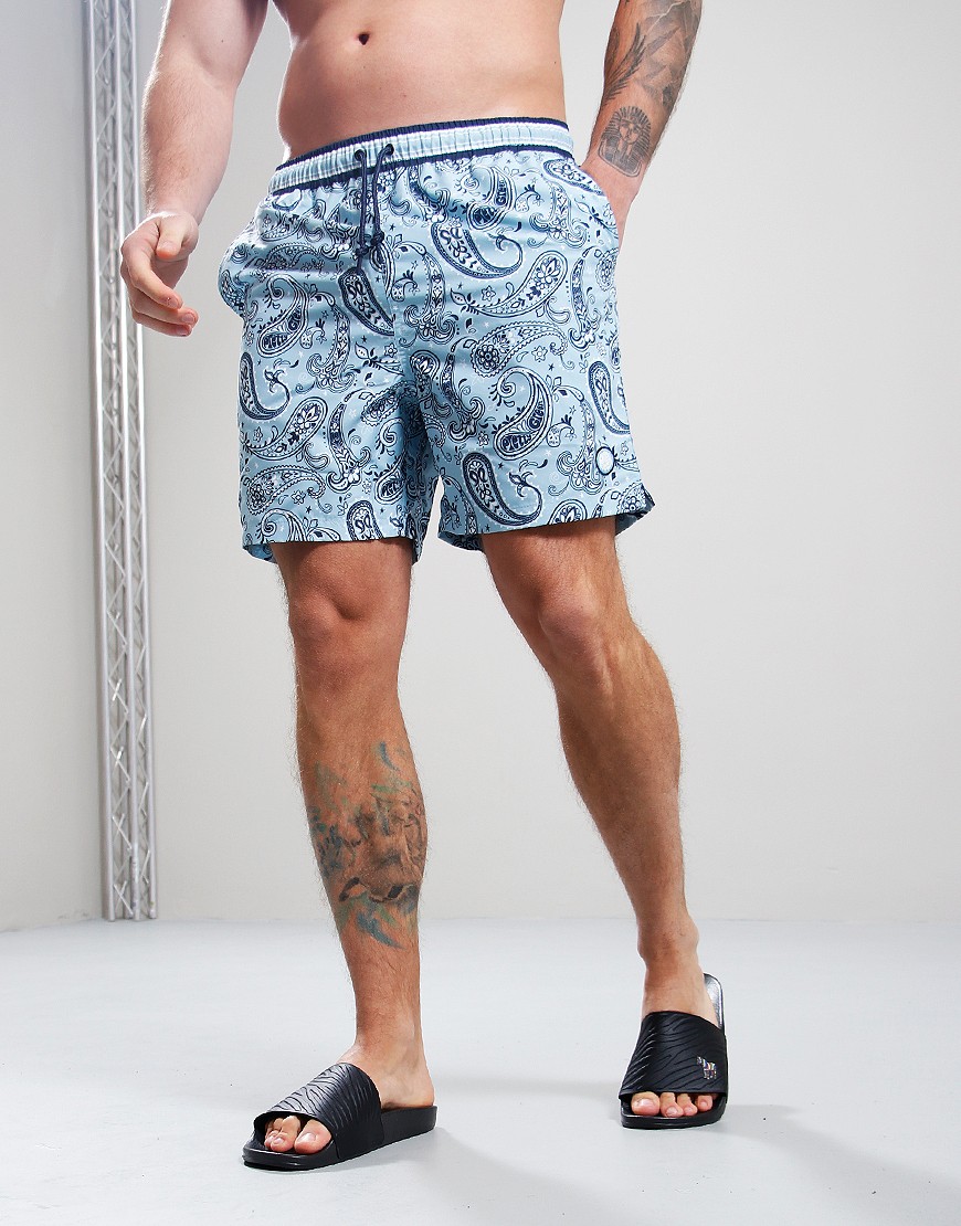 Pretty Green Eclipse Paisley Swim Shorts Blue Terraces Menswear